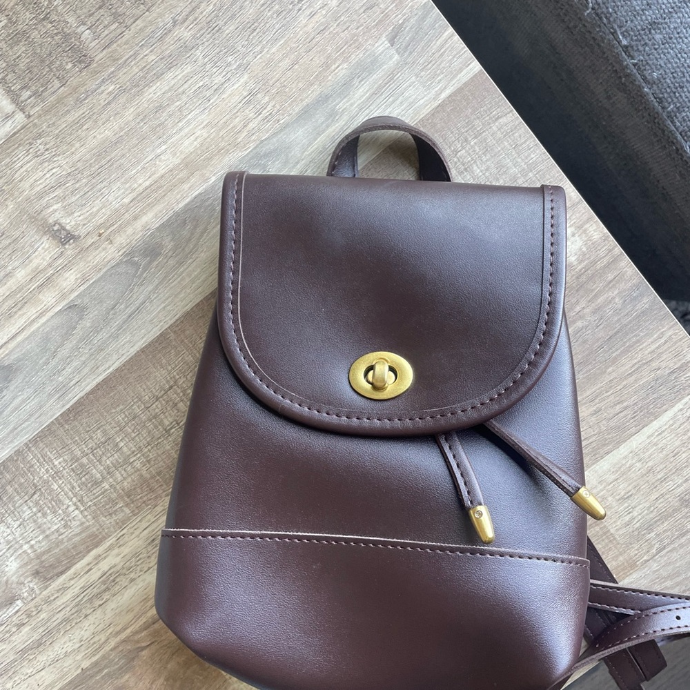 Brown Faux Leather Backpack
